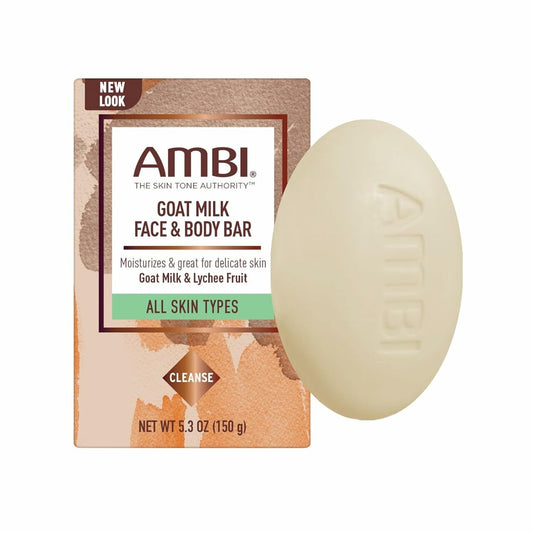 Ambi Goat Milk Face & Body Bar, Moisturizing Formula for All Skin Types, Gentle Enough for Delicate Skin, Fragrance-Free, Hypoallergenic