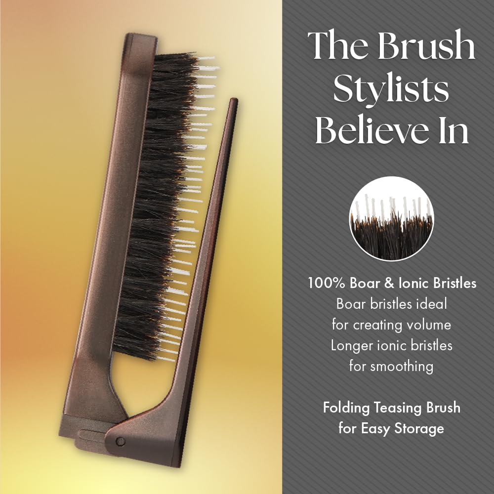 Olivia Garden Style-Up Teasing Foldable Hair Brush - 100% boar & ionic bristles STU-CO (Combo)…