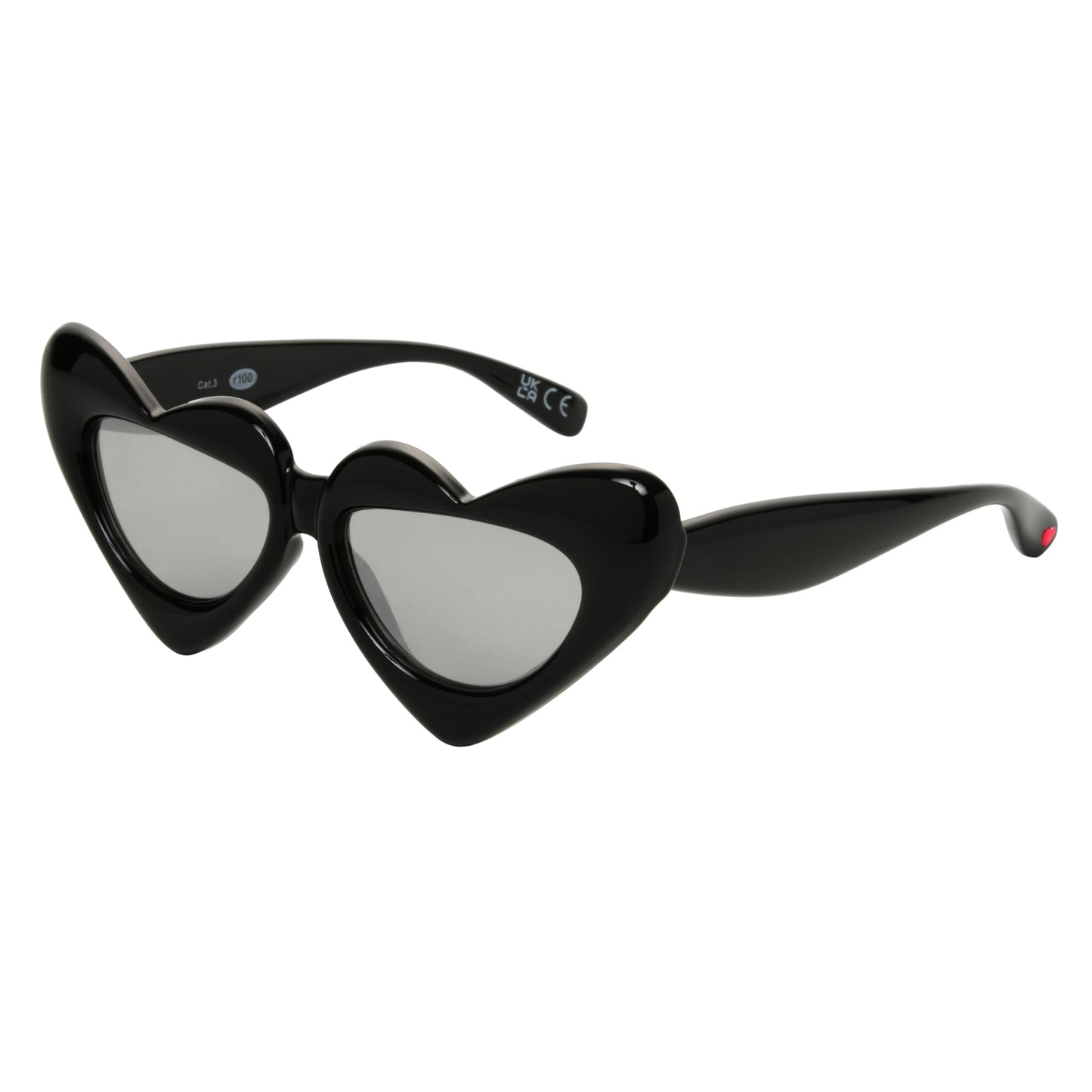 Betsey Johnson Women's Glam & Grace Heart Sunglasses, BLACK, 51 mm