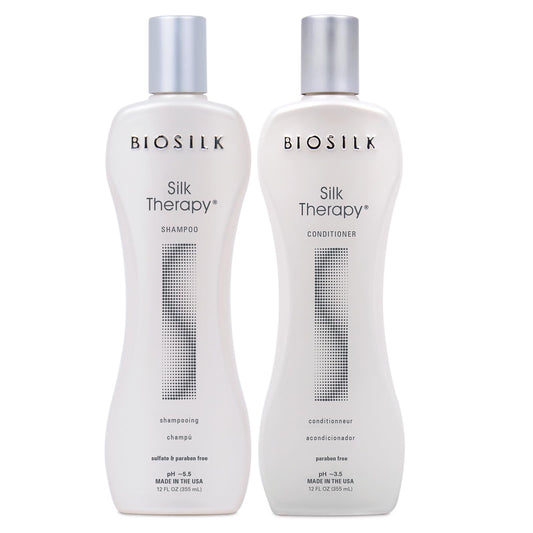 BioSilk Silk Therapy Duo Set, Shampoo & Conditioner for Gentle Cleansing, Moisturizing & Shiny Hair, Smooth, Replenished Hair, Sulfate-Free
