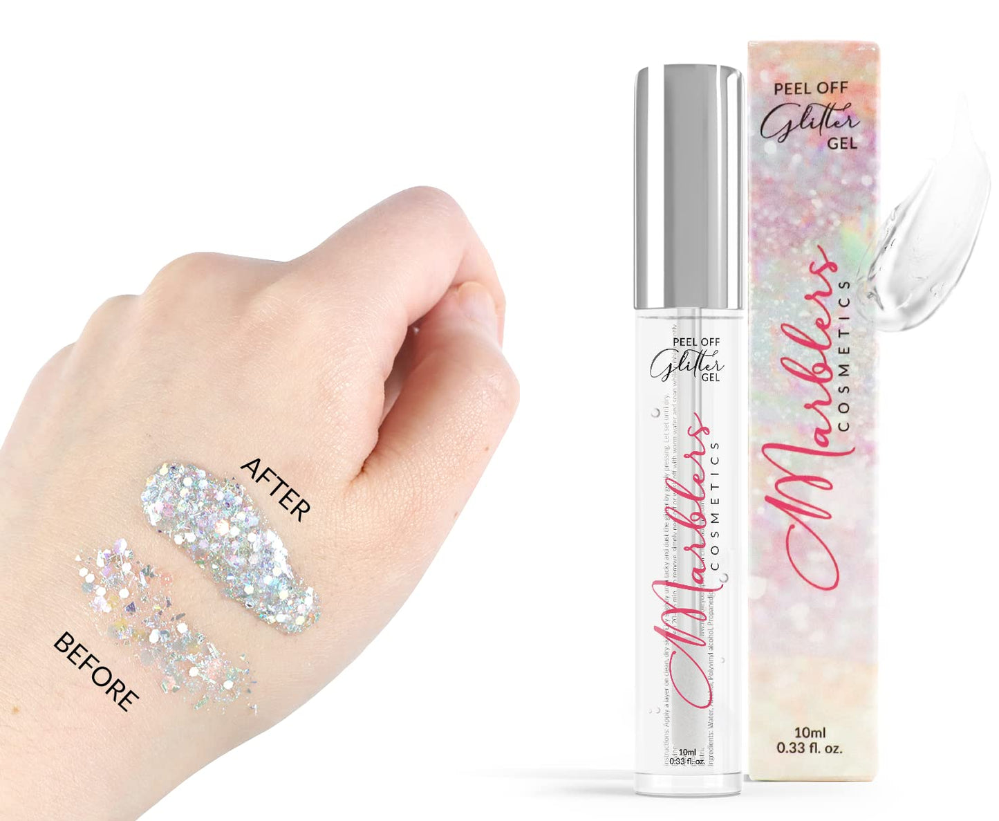 MARBLERS Glitter Mica Powder [Rose Quartz] 0.14oz (4g) | Glitter Mica | Highly Pigmented | Non-Toxic, Vegan, Cruelty-Free | Eyeshadow, Body Butter