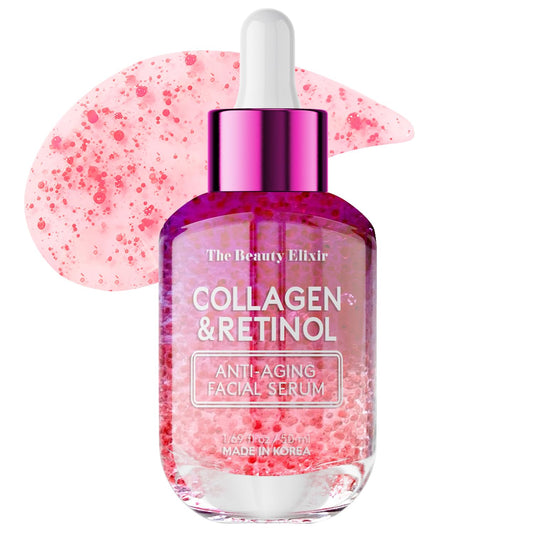 The Beauty Elixir Collagen & Retinol Serum For Face - Ultra Hydrating, Restores, Smooths & Reduces Wrinkles - Dermatologist Tested, Natural