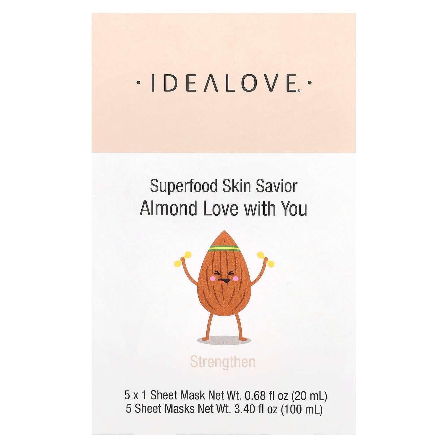 Idealove Superfood Skin Savior, Almond Love with You, 5 Beauty Sheet Masks, 0.68 fl oz (20 ml) Each