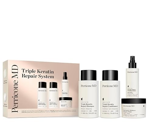 Perricone MD Haircare Triple Keratin Repair System, Liquid Shampoo & Conditioner Set, Hypoallergenic, for Dry Damaged Hair
