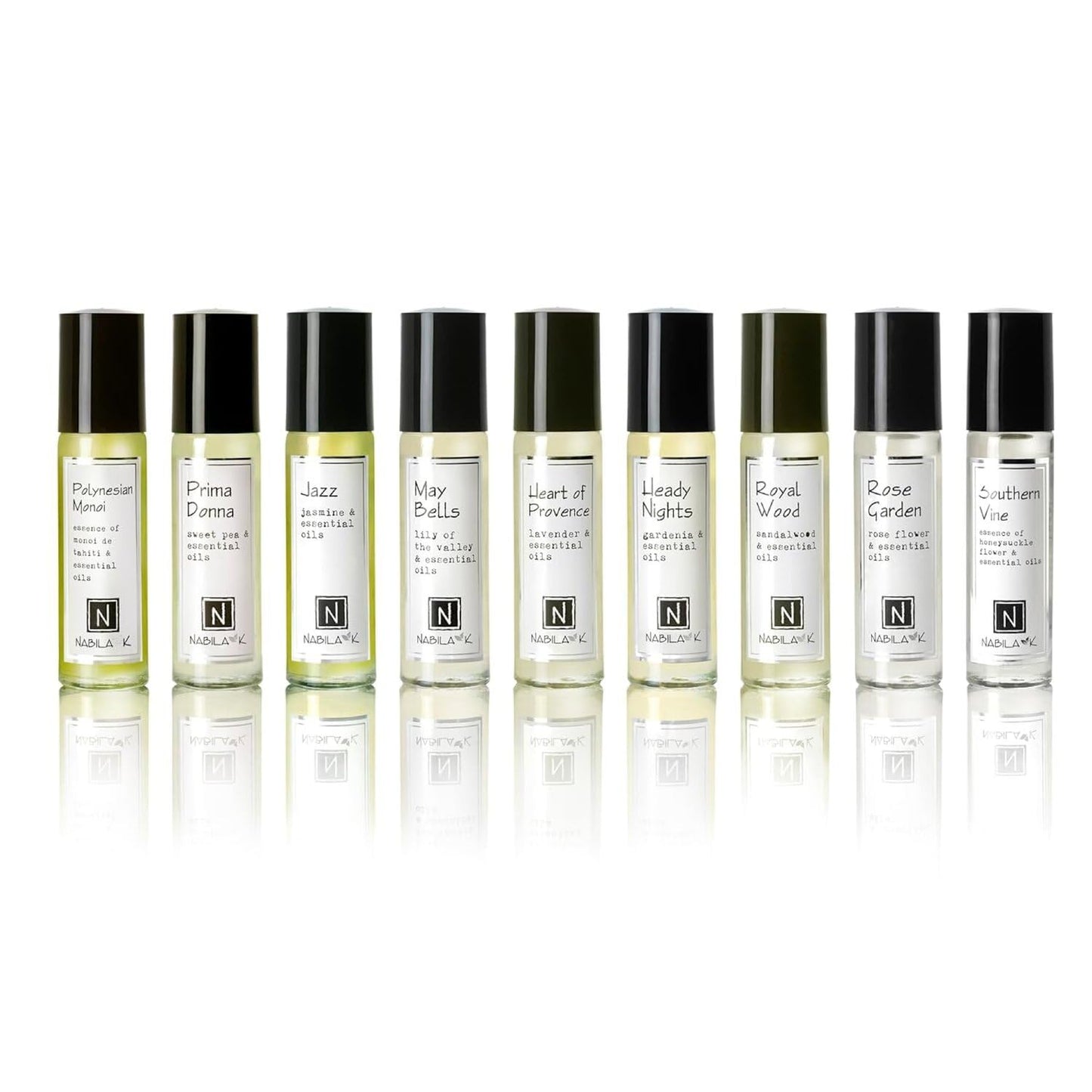 Nabila K Roll-On Perfume Oil Set of 9 with Essential Oils for Women | Alcohol-Free, Organic, Long-Lasting Fragrance | Travel Size, TSA Approved | 0.33 Beauty & Personal Care Nabila K