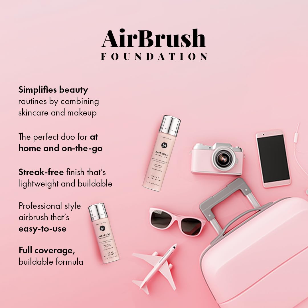 Jerome Alexander MagicMinerals AirBrush Foundation, Spray Makeup with Skincare Active Ingredients, Ultra-Light, Buildable, Full Coverage Formula