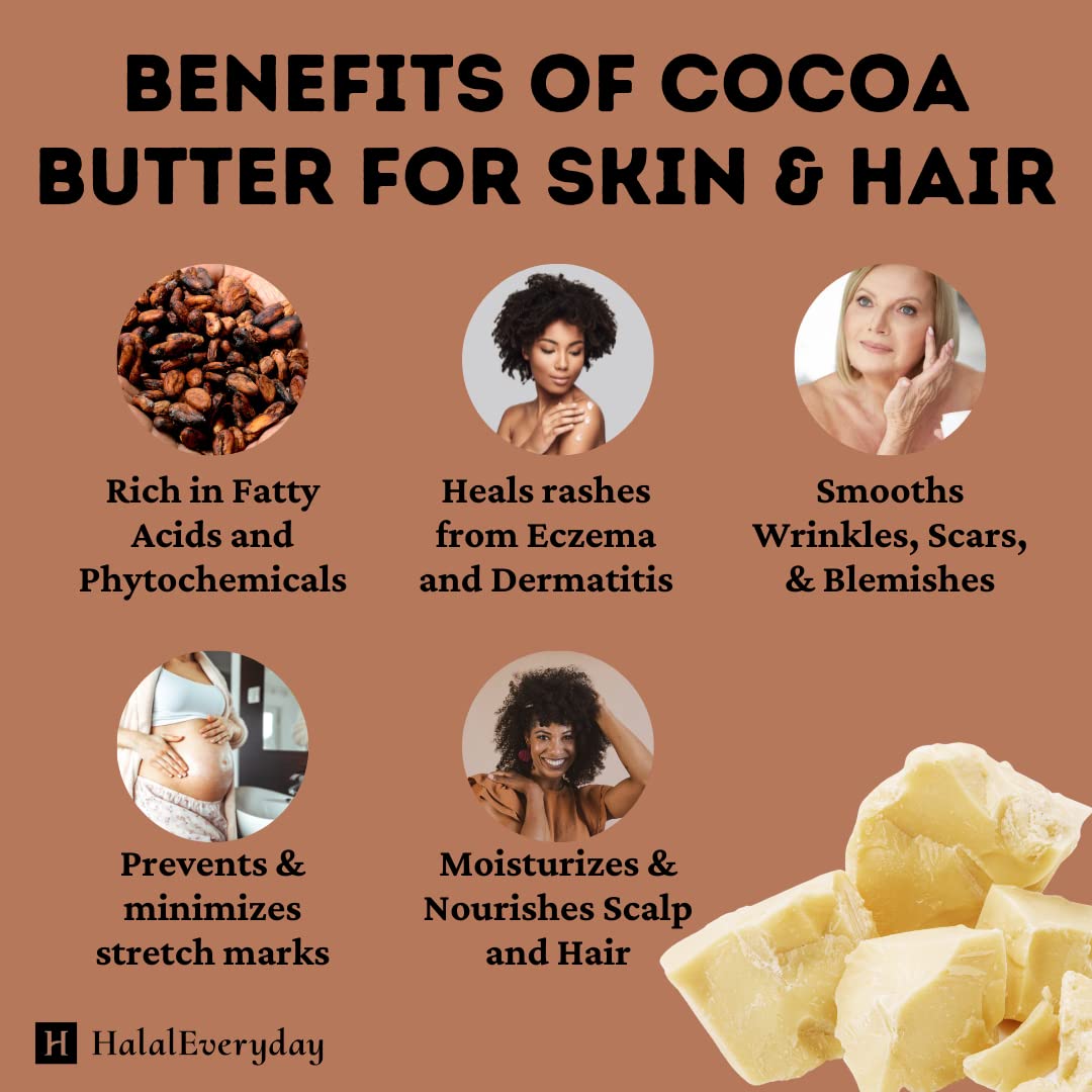 1 Lb Cocoa Butter - Pure Raw Unprocessed Incredible Quality and Scent. Use for Lotion, Cream, Lip Balm, Oil Stick or Body Butter. NON-GMO By SaaQin