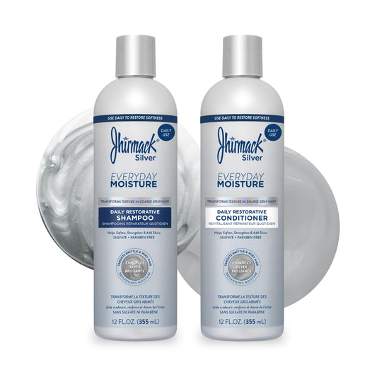 Jhirmack Silver Everyday Moisture Daily Restorative Shampoo and Conditioner Set | For all types of Silver, Grey, and White Hair | 12 fl oz each Beauty & Personal Care jhirmack
