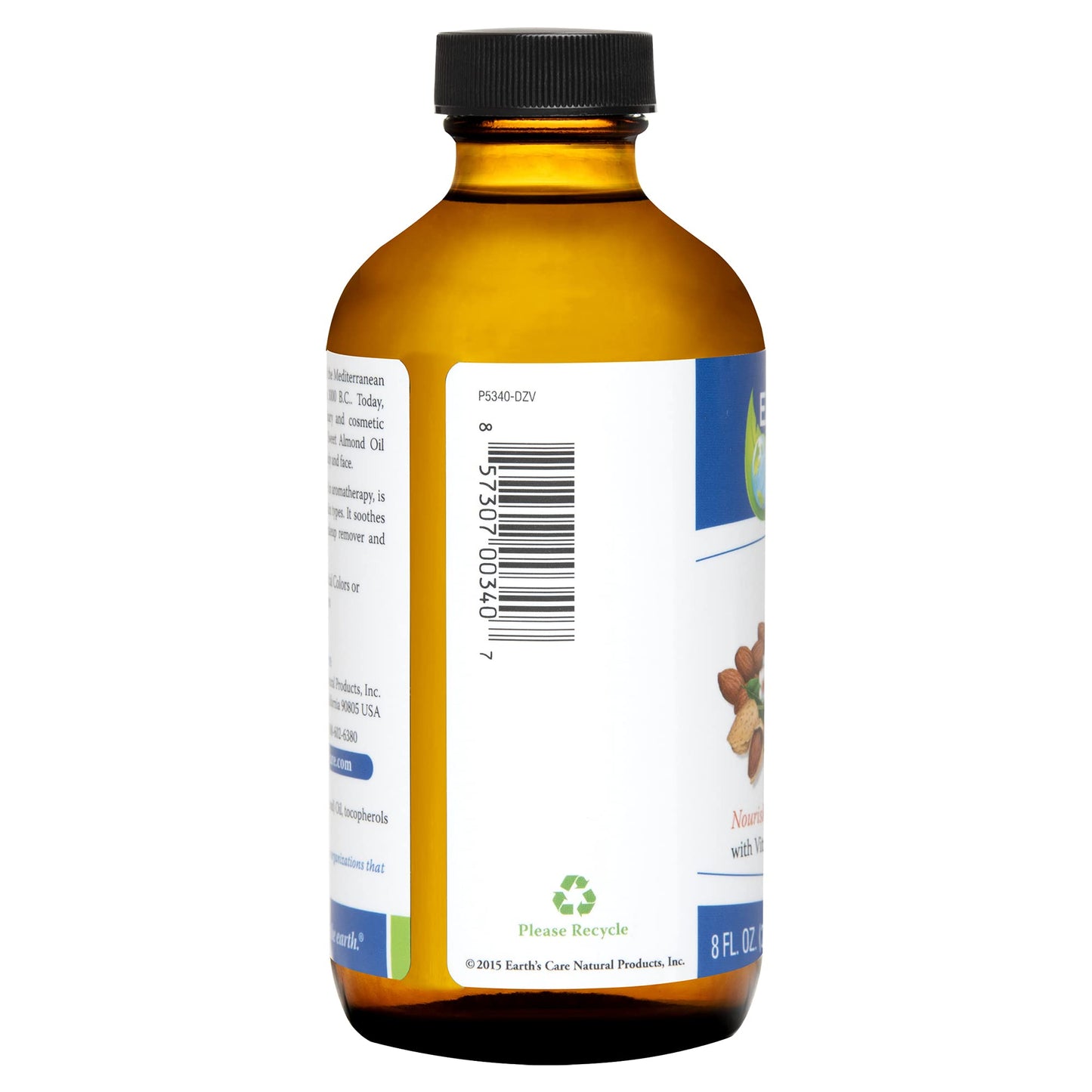 Earth’s Care Sweet Almond Oil - Expeller Pressed Almond Oil for Skin and Hair 8 FL. OZ. (3 Bottles)