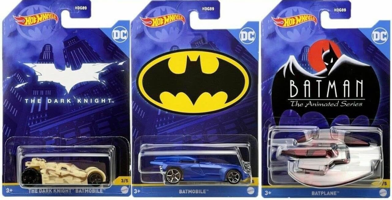 Hot Wheels Batman 2022 Batmobile Complete Set of 5 Diecast Vehicles Bundle