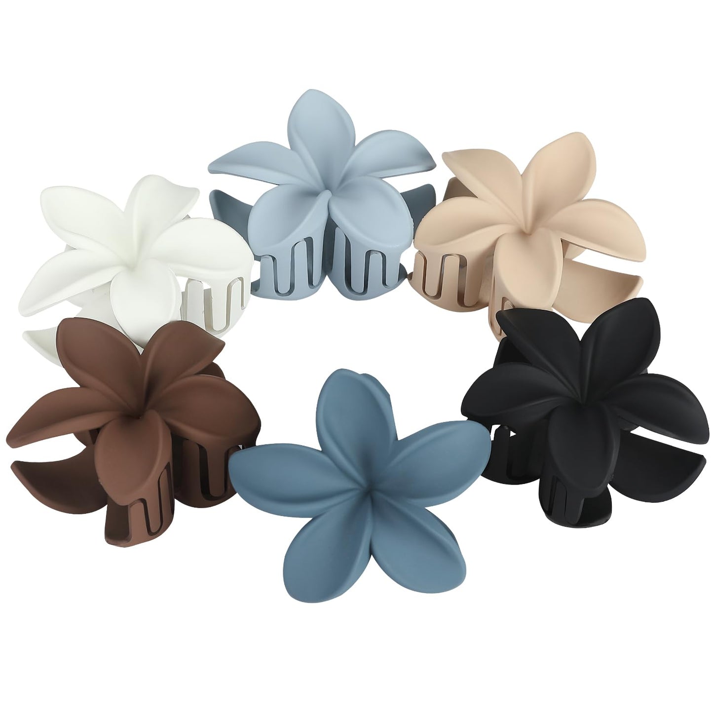 Sisiaipu Hair Clip, 6 Pcs Large Plumeria Flower Claw Clips for Thick Medium Hair - Blue Brown Beach Hair Accessories for Women and Girls Beauty and Personal Care Sisiaipu
