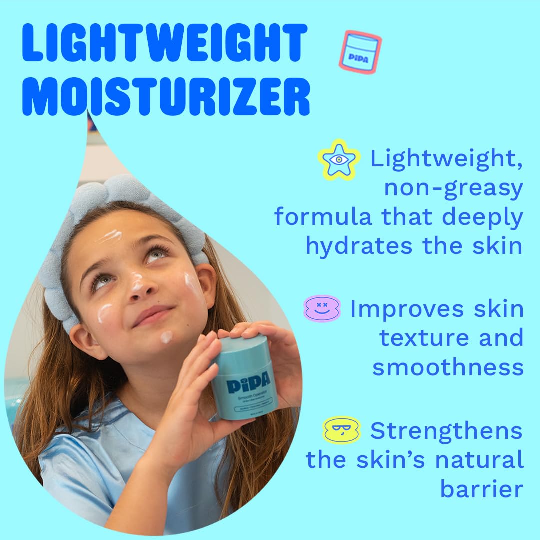 Pipa Skincare Smooth Operator Kids Face Moisturizer 1.7 oz | Clean, Non-Toxic, Hypoallergenic, Fragrance-Free Lotion | Multi-Vitamin Ceramides Cream |