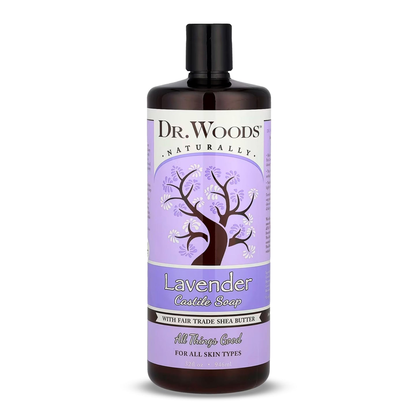 Dr. Woods Lavender Liquid Castile Soap - Castile Soap with Pure Lavender Oil, Body Wash for Men and Women, Contains Organic Shea Butter, Natural