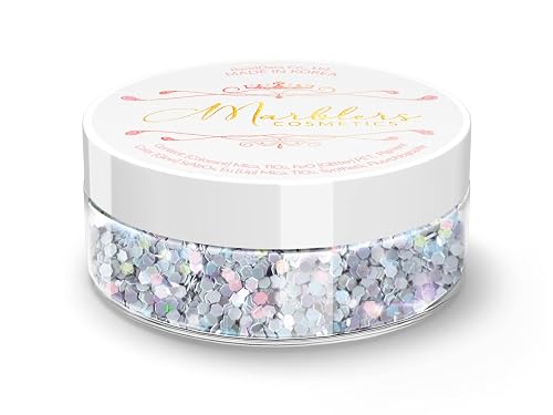 MARBLERS Mermaid Shaped Face & Body Glitter [Ash Blue] 0.18oz (5g) | Chunky | Chopped | Flake | Non-Toxic | Vegan | Cruelty-Free | Festival, Rave