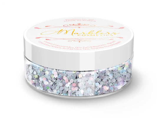 MARBLERS Mermaid Shaped Face & Body Glitter [Ash Blue] 0.18oz (5g) | Chunky | Chopped | Flake | Non-Toxic | Vegan | Cruelty-Free | Festival, Rave