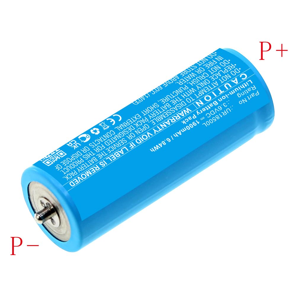 MPF Products 1900mAh UR18500Y, UR18500L, 81377206 Battery Replacement Compatible with Select Braun Series 5, Series 7, Series 8, Series 9, Pulsonic Beauty and Personal Care MPF Products