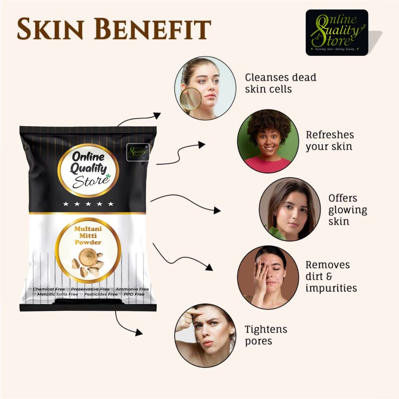 Online Quality Store 100% Herbal Multani Mitti_100g - Multani Mud Mitti | Indian Healing Clay | Bentonite Clay | Face Pack Pure & Natural Powder