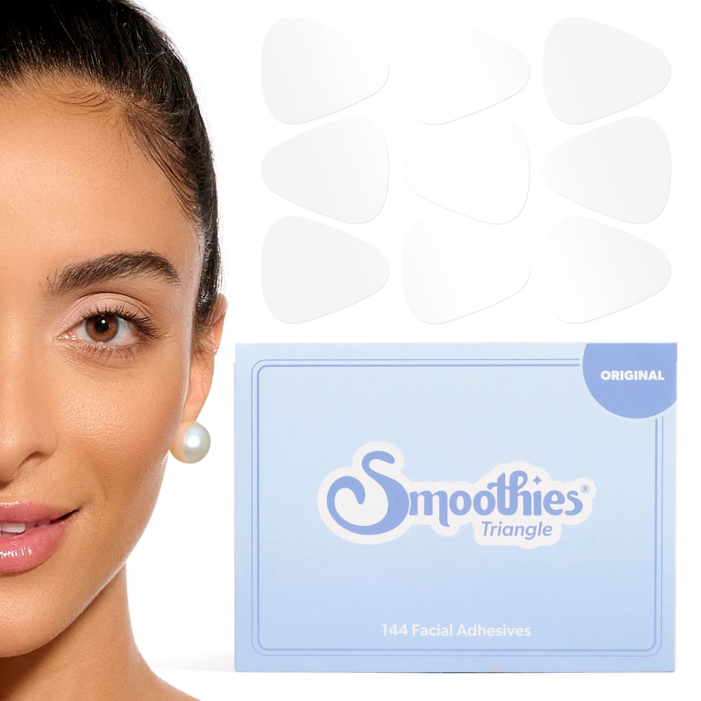 Smoothies Triangle Wrinkle Patches – 144 Overnight Facial Adhesives for Crows Feet, Elevens & More, Face Tape Made in USA
