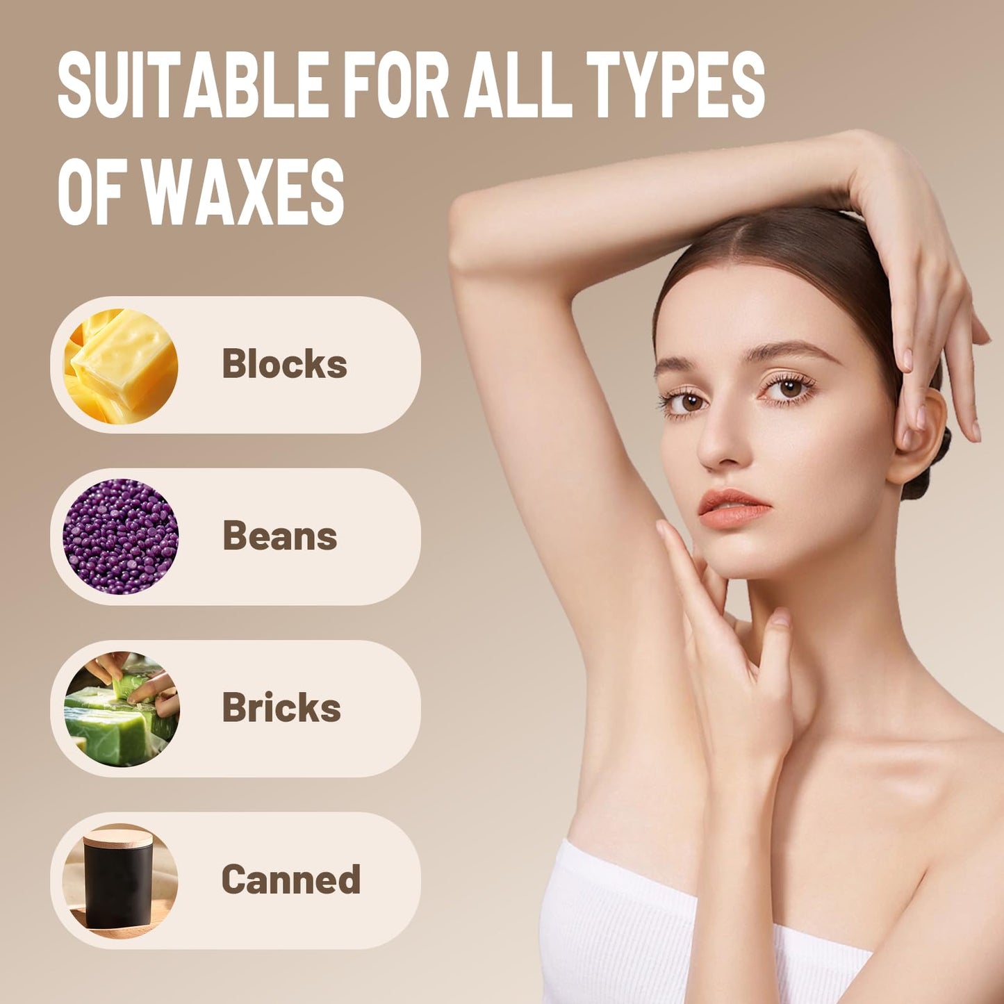Mini Wax Warmer for Hair Removal, Digital Temperature Display Wax Pot Warmer with Non-Stick Inner Pan, Wax Melt Machine for Full Body Legs Face Beauty and Personal Care Wokyo