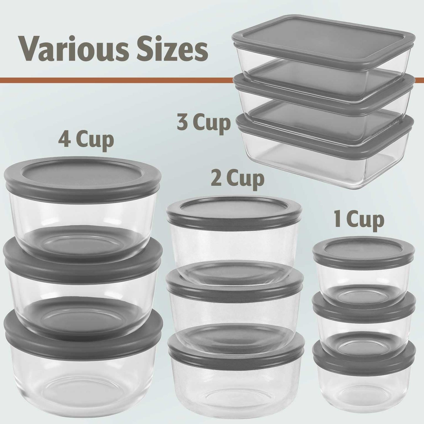 24pc Set Glass Food Storage Containers & Bowls with Airtight Lids - Leakproof BPA-Free Meal Prep Airtight Stackable Lunch Boxes, Kitchen Pantry…