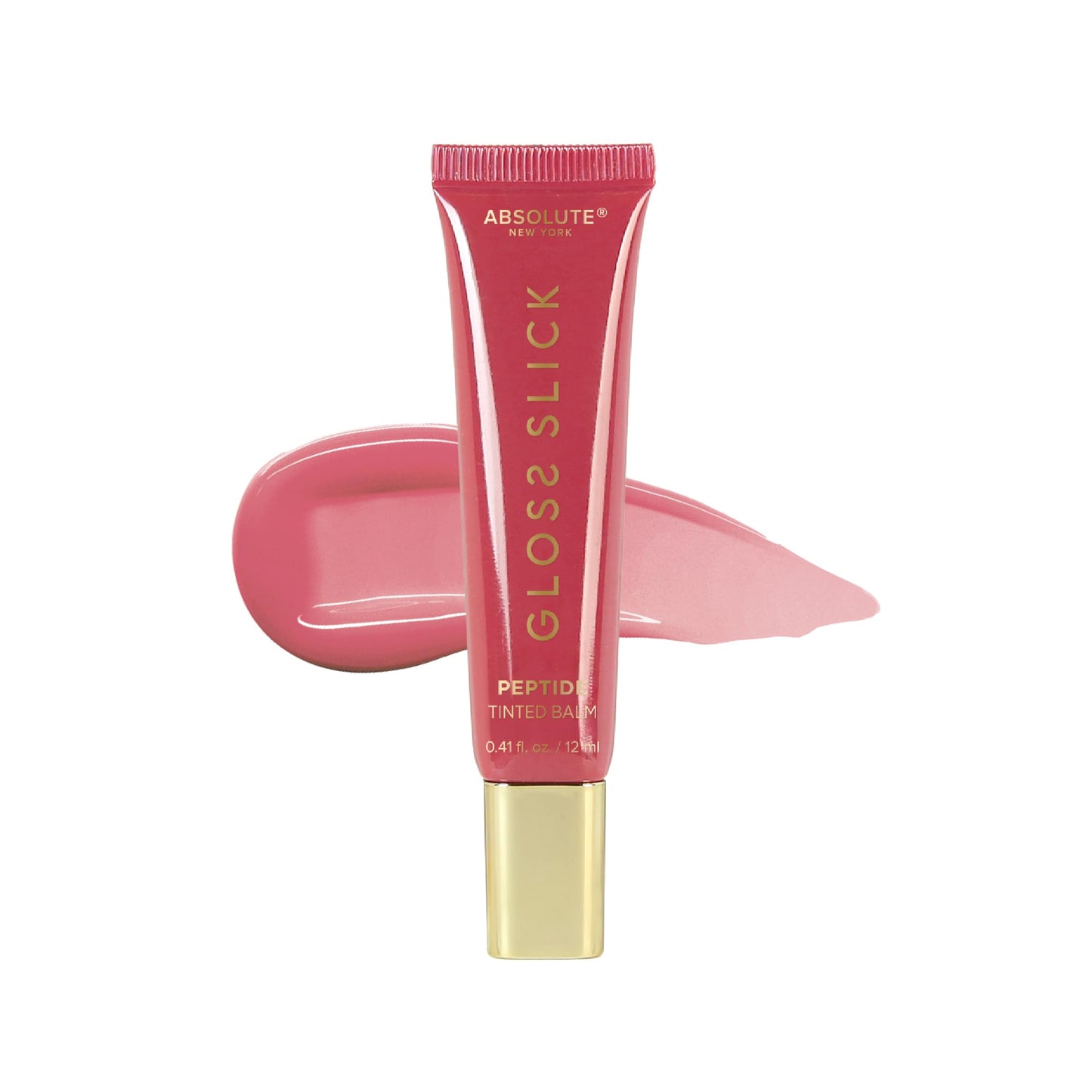 Absolute New York Gloss Slick Peptide Tinted Balm, Weightless and Non-Sticky, Soft Hydrated and Plump Lips (MLPT02 Sweet Bubblegum)