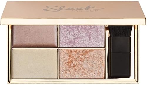 Sleek MakeUP Highlighting Palette, Four Dazzling Shades for a Supercharged Glow, Long Lasting and Lightweight, Intense Colour, Solstice