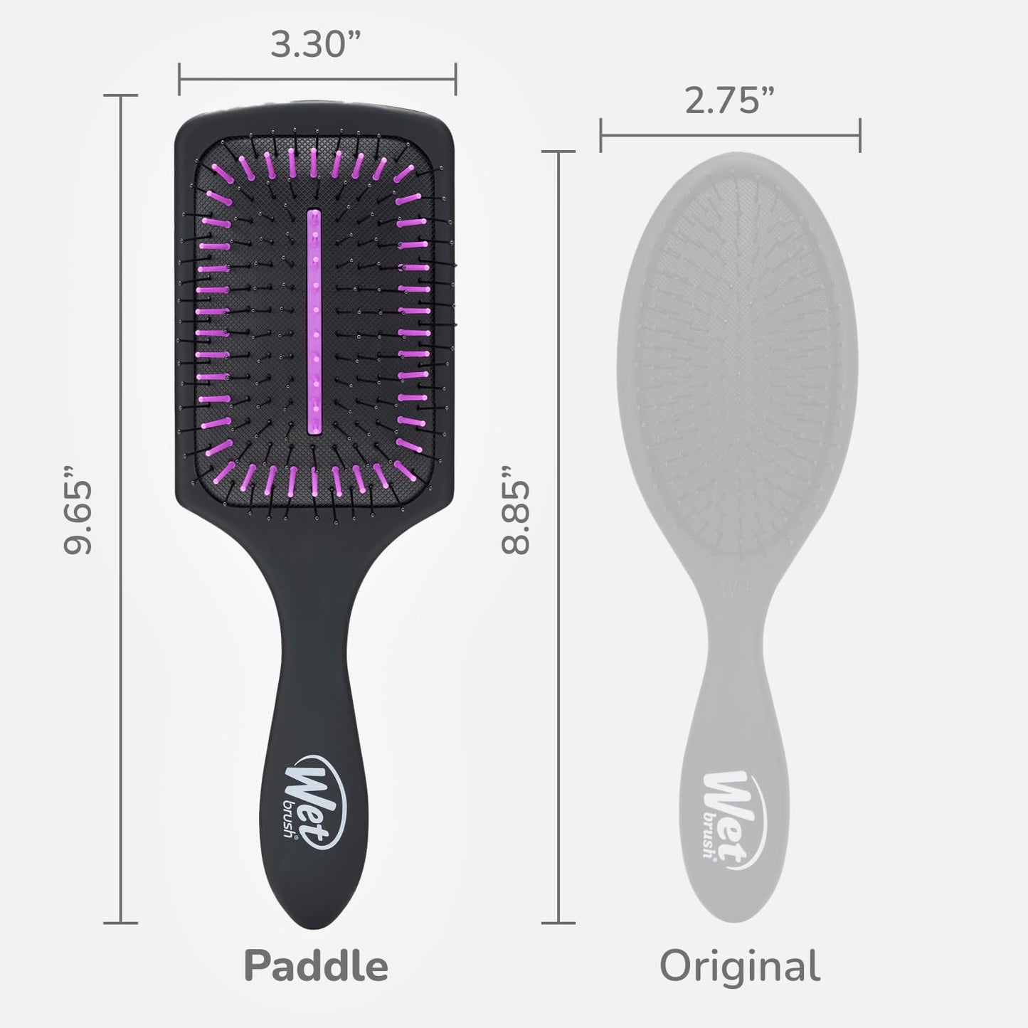 Wet Brush Refresh and Extend Paddle Detangler, Black, Detangling Brush with Infused Charcoal Ultra-Soft IntelliFlex Bristles For All Hair Types