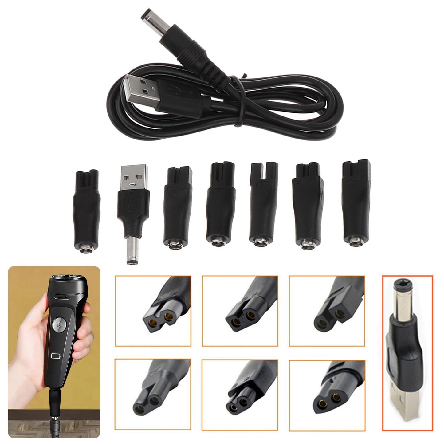 Shurhome Multipurpose Charging Cable Set for Electric Hairdressers Desk Lamps Cord USB Adapter for Beard Trimmers Electric Cable Beauty and Personal Care Shurhome