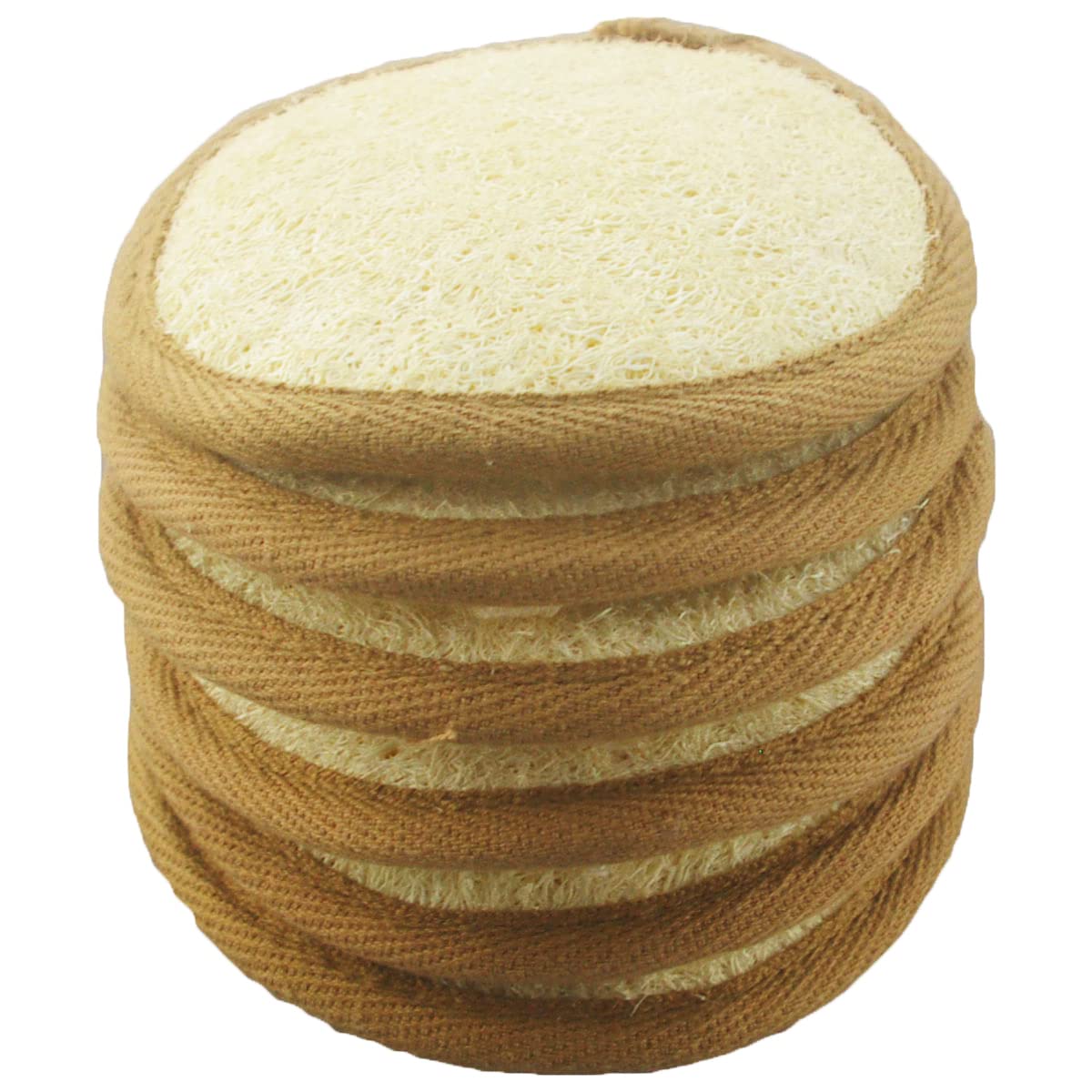 6 pcs/Set 4"×4" Natural Exfoliating Face Pad Loofah Sponge Facial Brush - Shower Scrubber - Body Bath Spa for Men & Women, Renewable Resource (Front