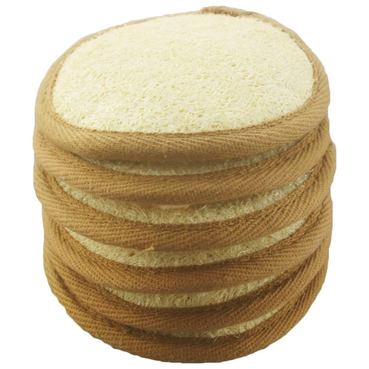6 pcs/Set 4"×4" Natural Exfoliating Face Pad Loofah Sponge Facial Brush - Shower Scrubber - Body Bath Spa for Men & Women, Renewable Resource (Front Beauty & Personal Care Mr.Cui'shop