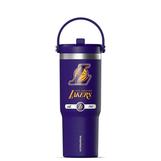 Hydrapeak x NBA Officially Licensed Los Angeles Lakers 32 oz Nomad Tumbler with Handle and Straw Lid, Leakproof Stainless Steel Water Bottle