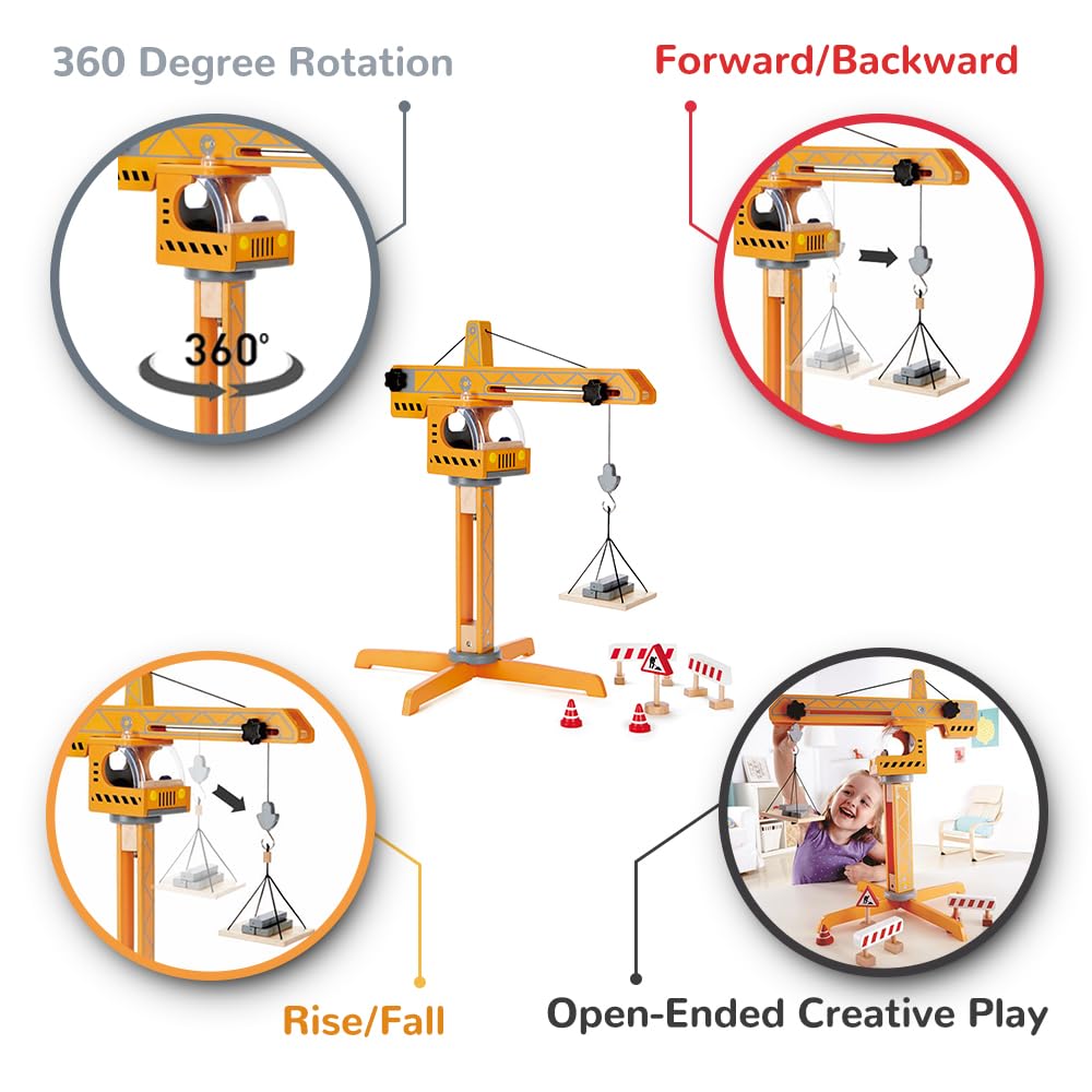 Hape Playscapes Crane Lift Playset| Construction Truck Vehicle Playset for Kids