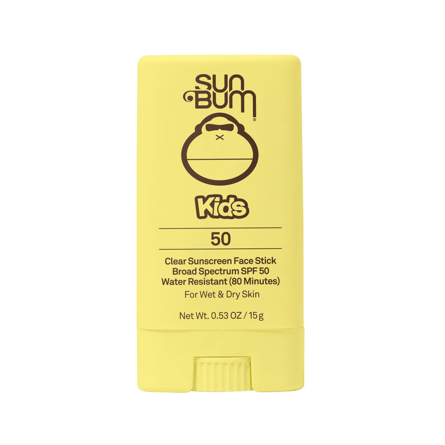 Sun Bum Kids SPF 50 Clear Face Stick Sunscreen - Wet or Dry Skin Application Broad Spectrum Sunscreen with Vitamin E - Hawaii Act 104 Compliant
