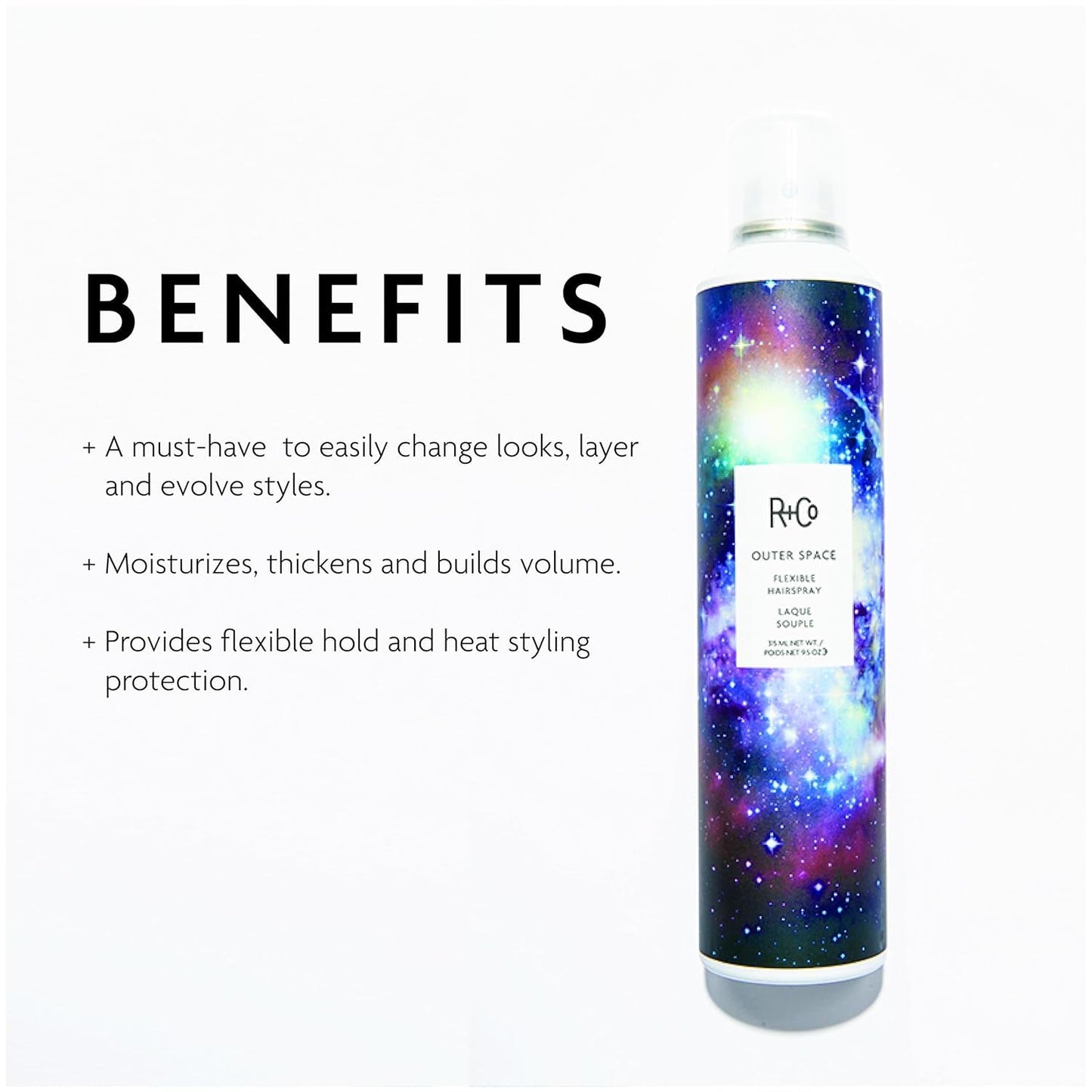 R+Co Outer Space Light Hair Spray | Unscented | Flexible Hold | Builds Volume | 9.5oz