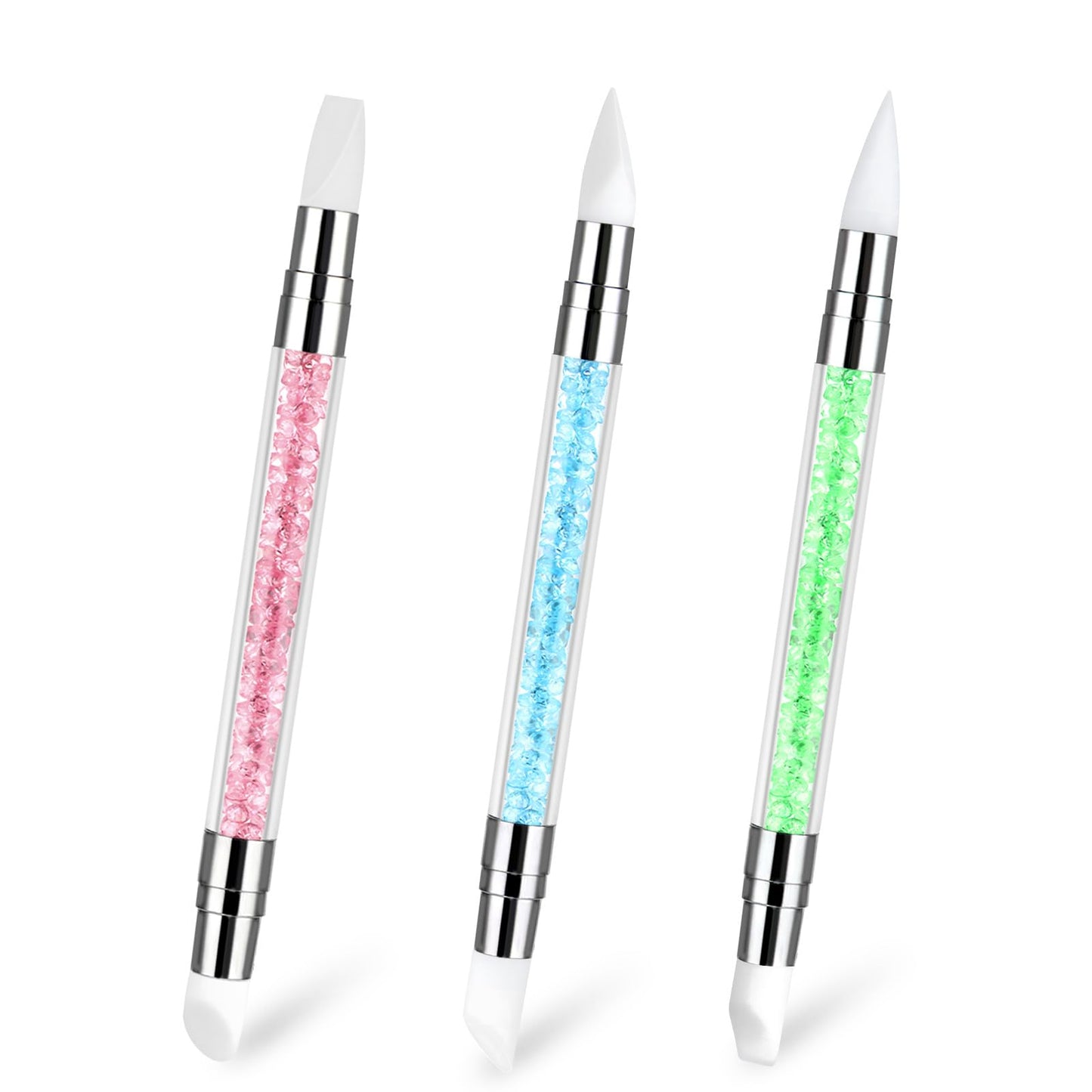 3 Pcs Nail Art Sculpture Pen, Dual Tipped Silicone Nail Tools, Silicone Head Acrylic Handle Nail Art Brushes, Rhinestone Nail Polish Carving Pen, Nail Beauty and Personal Care AHQiZFX Default Title