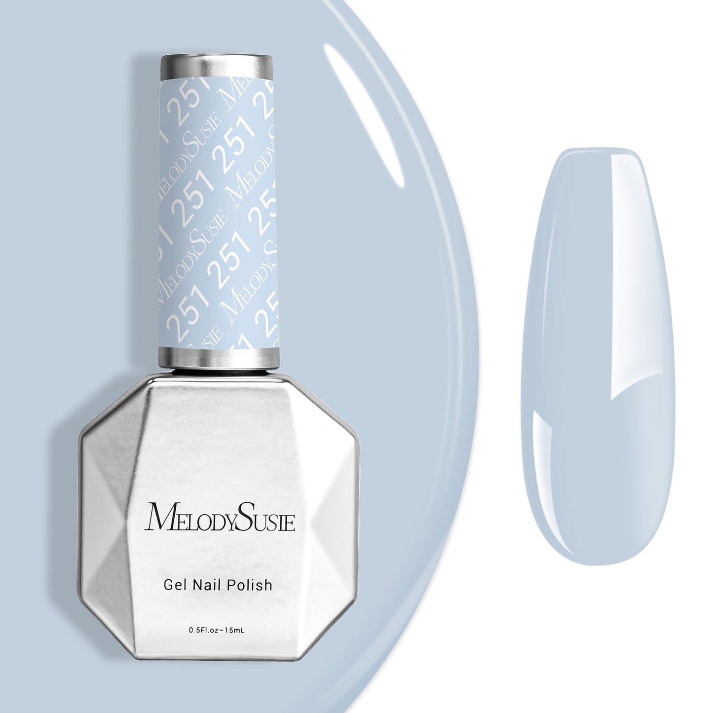 MelodySusie 0.5fl oz Gel Nail Polish,Gray Blue Color Nails Soak Off UV LED Blue Gel Polish Gift for Women Nail Art Manicure Salon DIY Nail Design Beauty and Personal Care MelodySusie Default Title