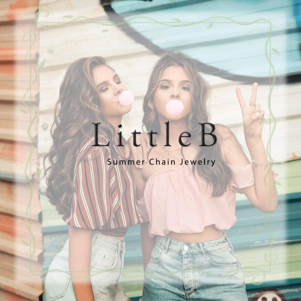 LittleB Boho Layered Shell Pendant Necklace Gold Sequins Necklaces Chain Jewelry for Women and Girls