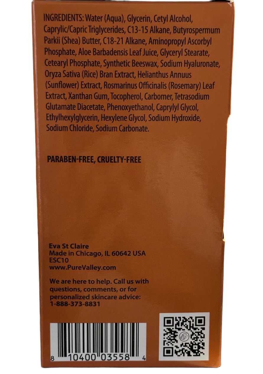 Eva St. Claire Vitamin C Brightening Cream Targeting Wrinkles, Sun Damage & Dehydrated Skin For Women & Men (1.75) Fl OZ