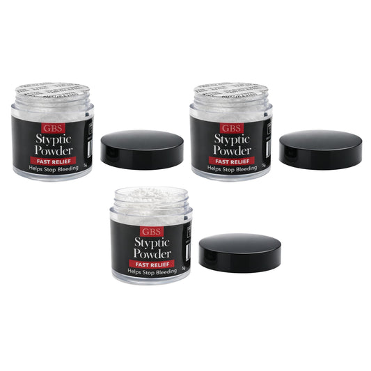 Styptic Powder Jars - Professional Grooming First Aid for Shaving Nicks, Razor Cuts & Razor Burn - Quick Healing Blood Stop Powder, 3 Pack (.18 oz Beauty and Personal Care G.B.S