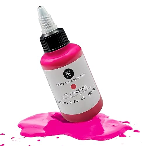 Narrative Cosmetics UV Fluorescent Alcohol Airbrush Paints - 2 fl oz, Glow Effect, Waterproof, Sweatproof, Highly Pigmented Liquid Makeup