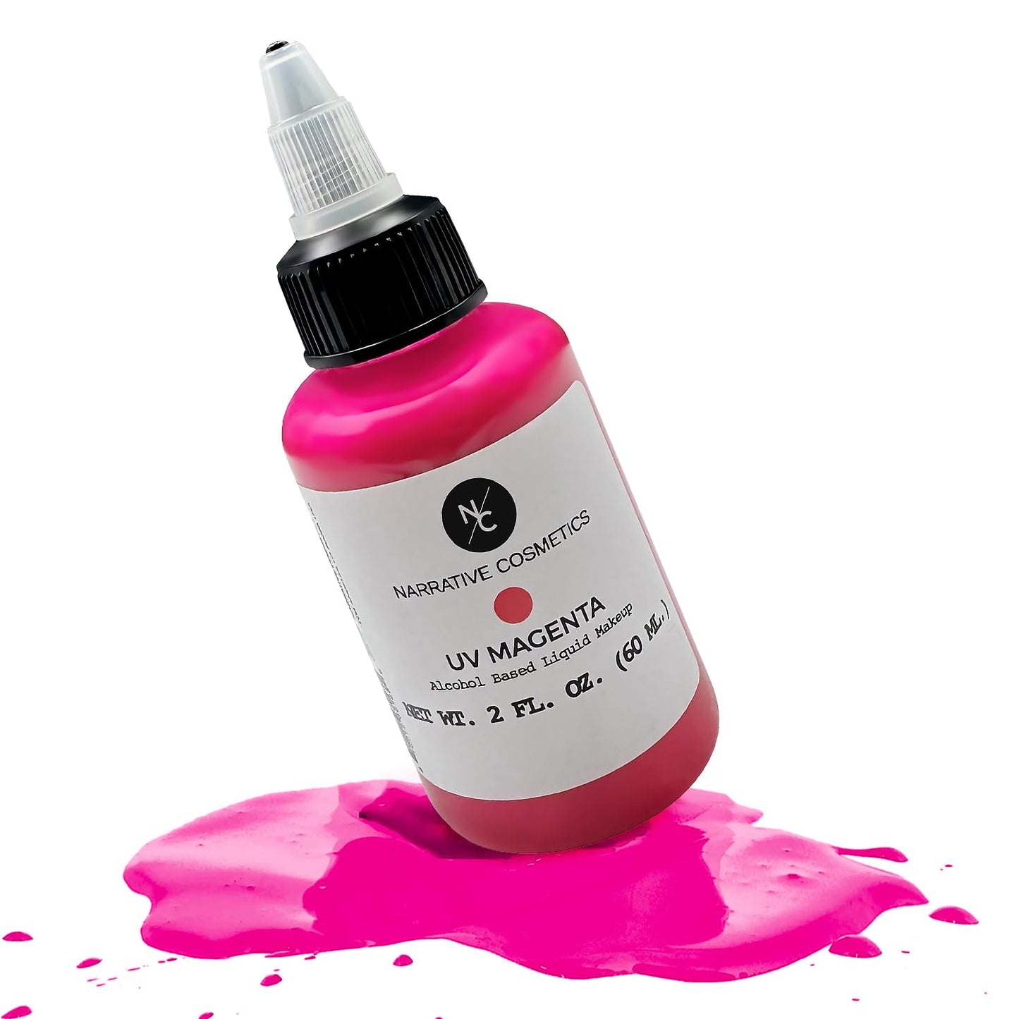 Narrative Cosmetics UV Fluorescent Alcohol Airbrush Paints - 2 fl oz, Glow Effect, Waterproof, Sweatproof, Highly Pigmented Liquid Makeup