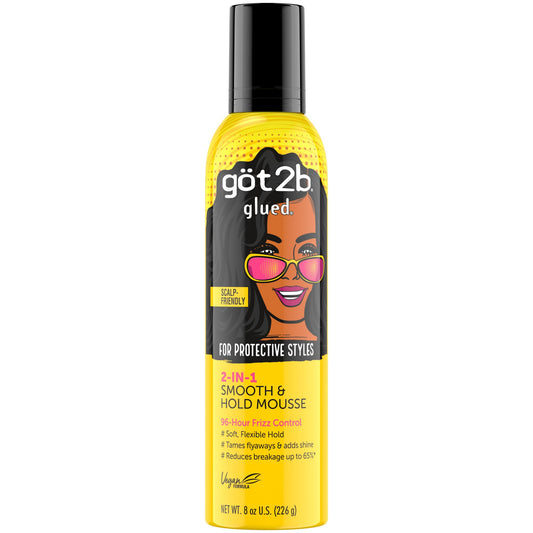 Got2b Glued 2-in-1 Smooth & Hold Hair Mousse, 8 Fl Oz, 96 Hour Frizz Control & Soft Flexible Hold for Wigs, Braids and Curls, No Stickiness Beauty & Personal Care Got2B