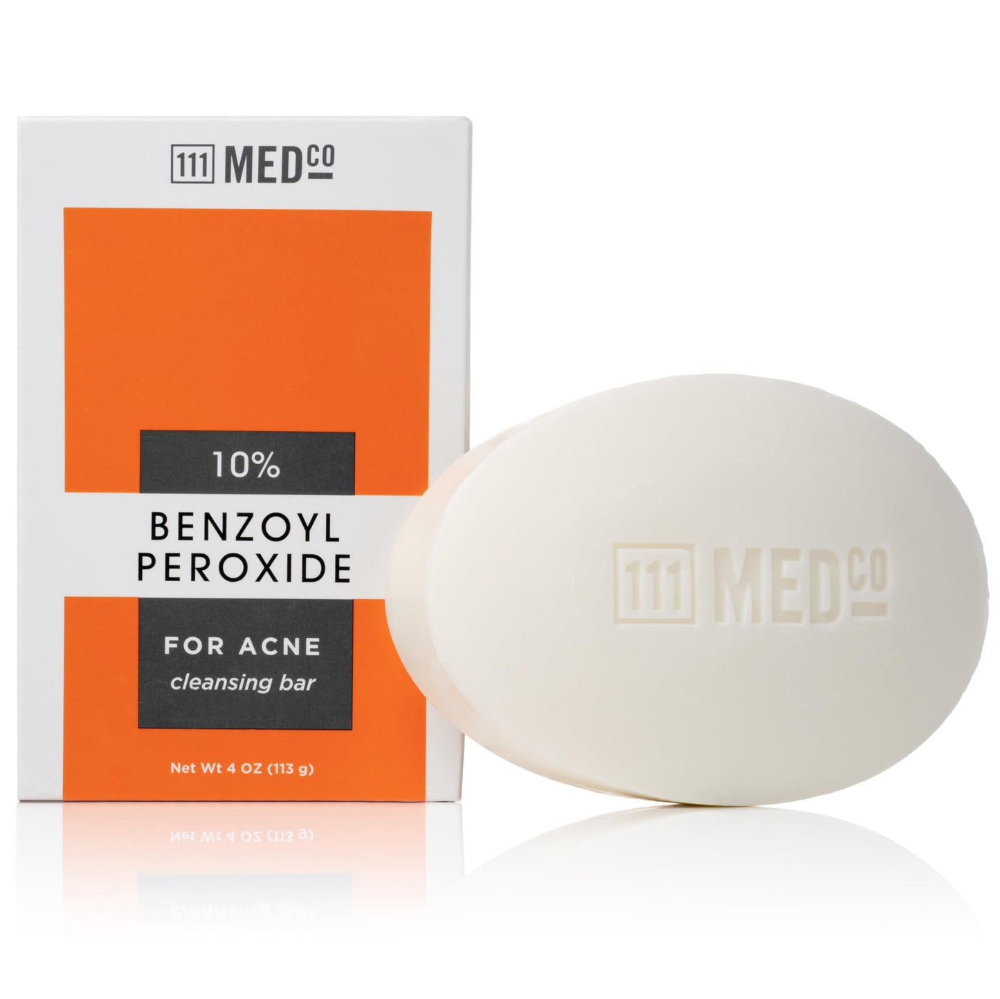 111MedCo 10% Benzoyl Peroxide Acne Treatment Cleansing Bar, Maximum Strength Medicated Face & Body Soap‑Free Bar for Stubborn Breakouts on Face, Chest Beauty and Personal Care 111MedCo