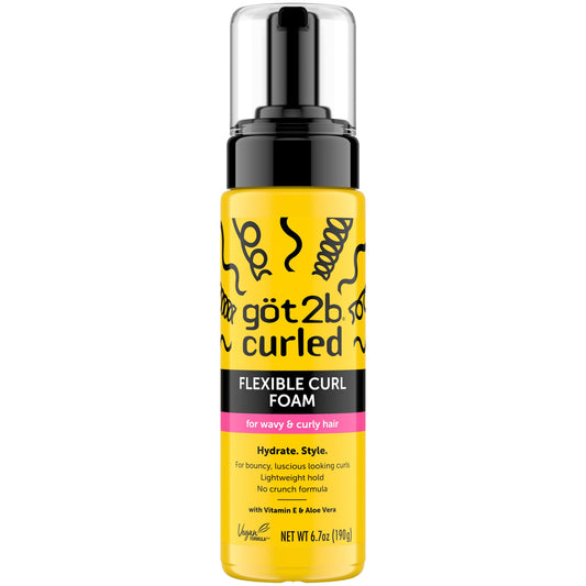 Got2B Curled Flexible Curl Foam, 6.7 Fl Oz, Hair Mousse for Frizz Control and Heat Protection, Lightweight Hold, No-Crunch Definition for Wavy & Curly Beauty & Personal Care Got2B