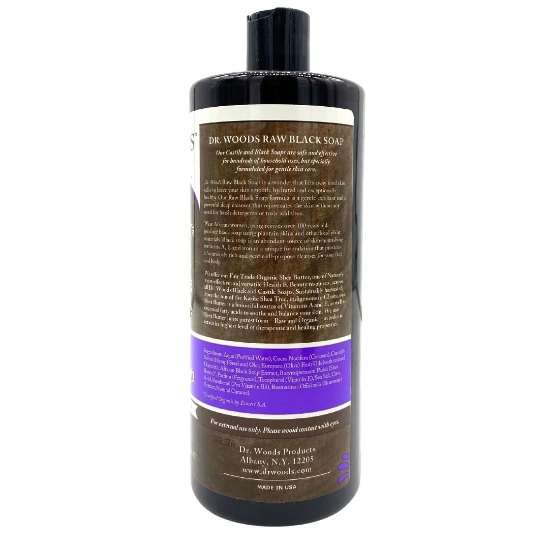 Dr. Woods Naturally Original Gentle Moisturizing, Raw Black Soap 32 oz (Pack of 12)