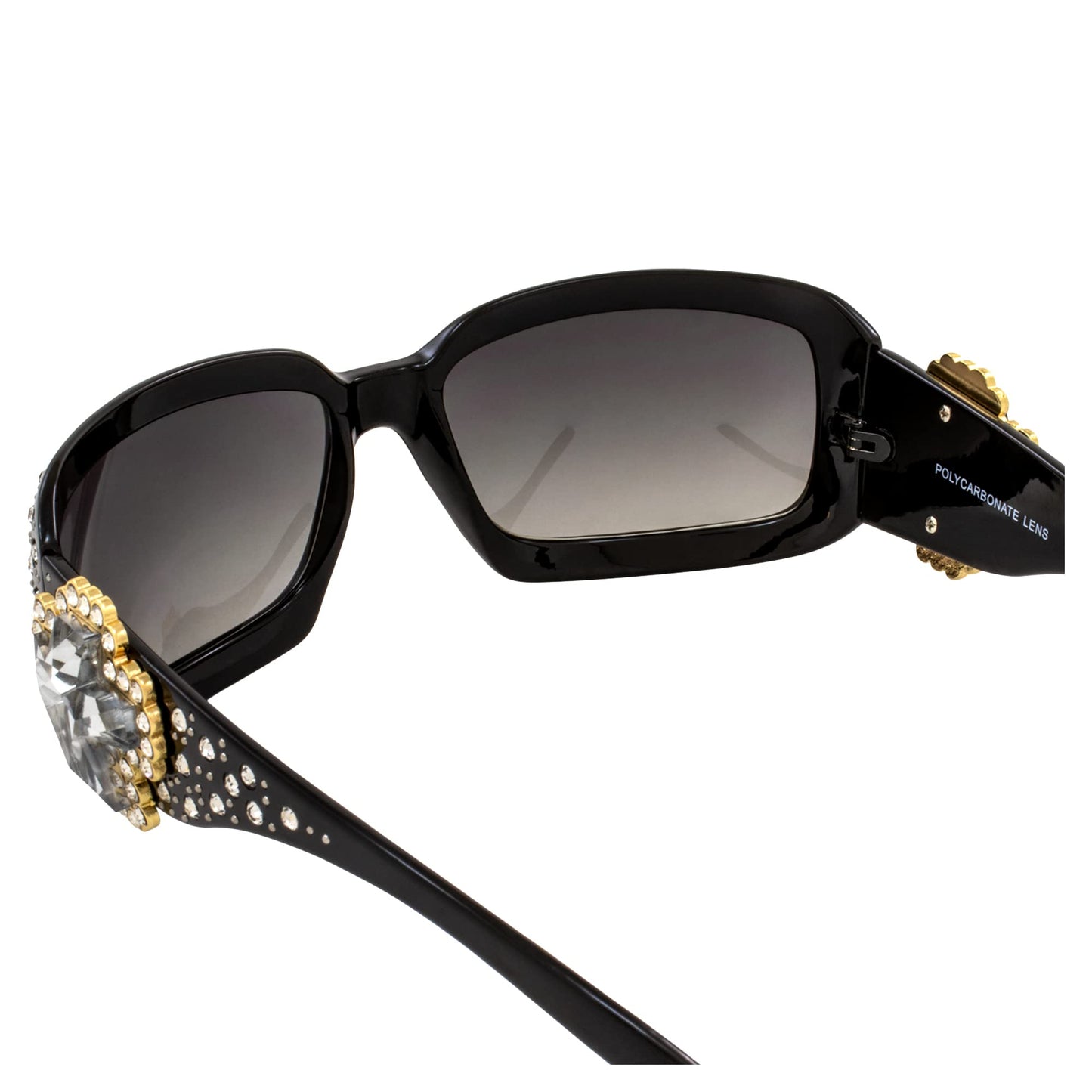 Rodeo Queen La Cruces Women’s Fashion Sunglasses Black Frame w/Bling Rhinestones & Smoke Gradient Lens