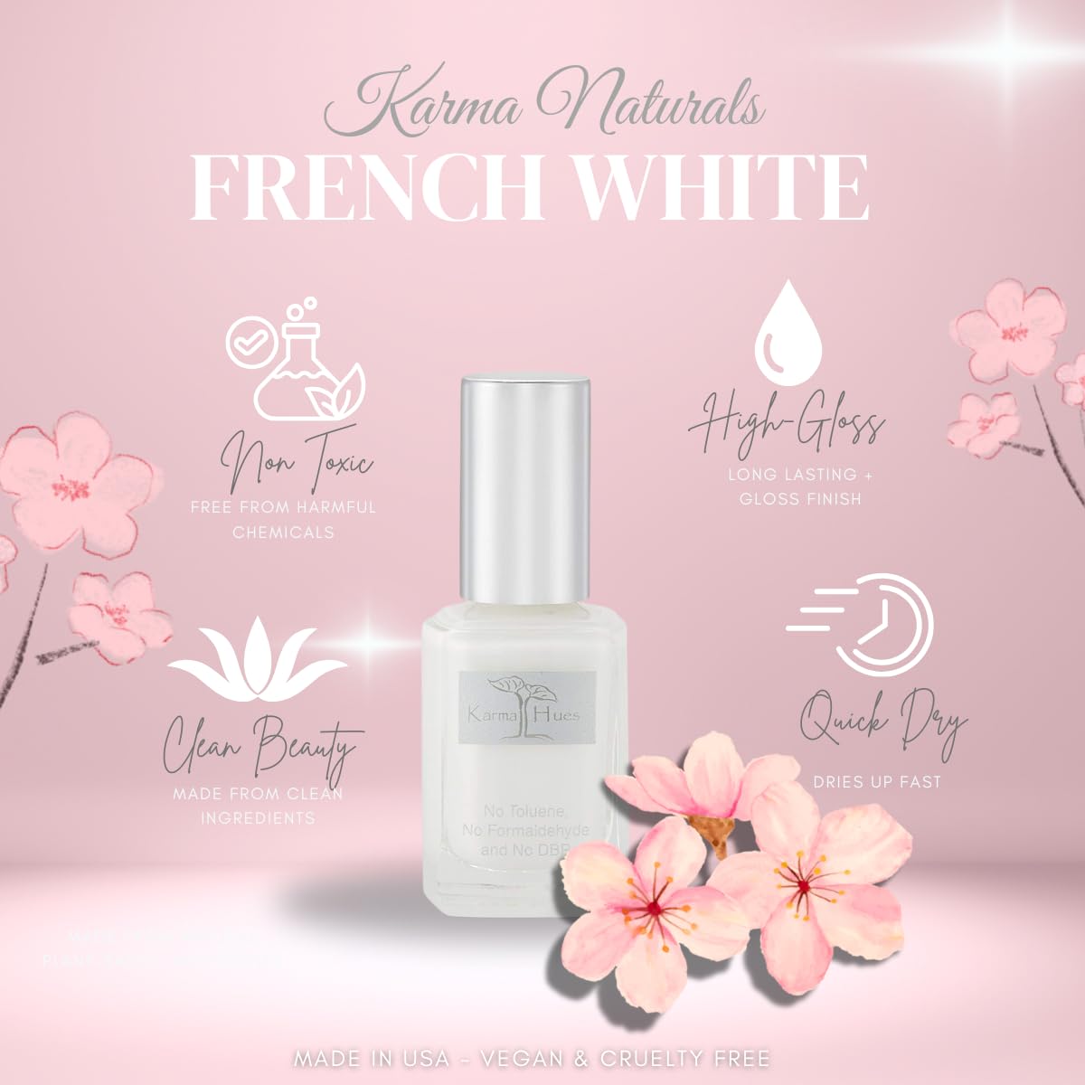 Karma Organic Natural Nail Polish-Non-Toxic Nail Art, Vegan and Cruelty-Free Nail Paint (French White) Beauty & Personal Care karma organic
