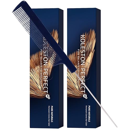 Koleston Perfect ME+ 7/05 Medium Blonde Natural Mahogany Permanent Hair Color Creme 2 Ounce (Pack of 2) With Pin Tail Comb - Use with Welloxon Perfect
