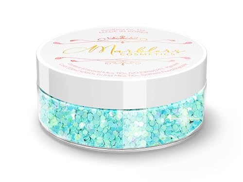 MARBLERS Mermaid Shaped Face & Body Glitter [Light Blue] 0.18oz (5g) | Chunky | Chopped | Flake | Non-Toxic | Vegan | Cruelty-Free | Festival, Rave