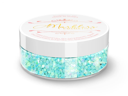 MARBLERS Mermaid Shaped Face & Body Glitter [Light Blue] 0.18oz (5g) | Chunky | Chopped | Flake | Non-Toxic | Vegan | Cruelty-Free | Festival, Rave